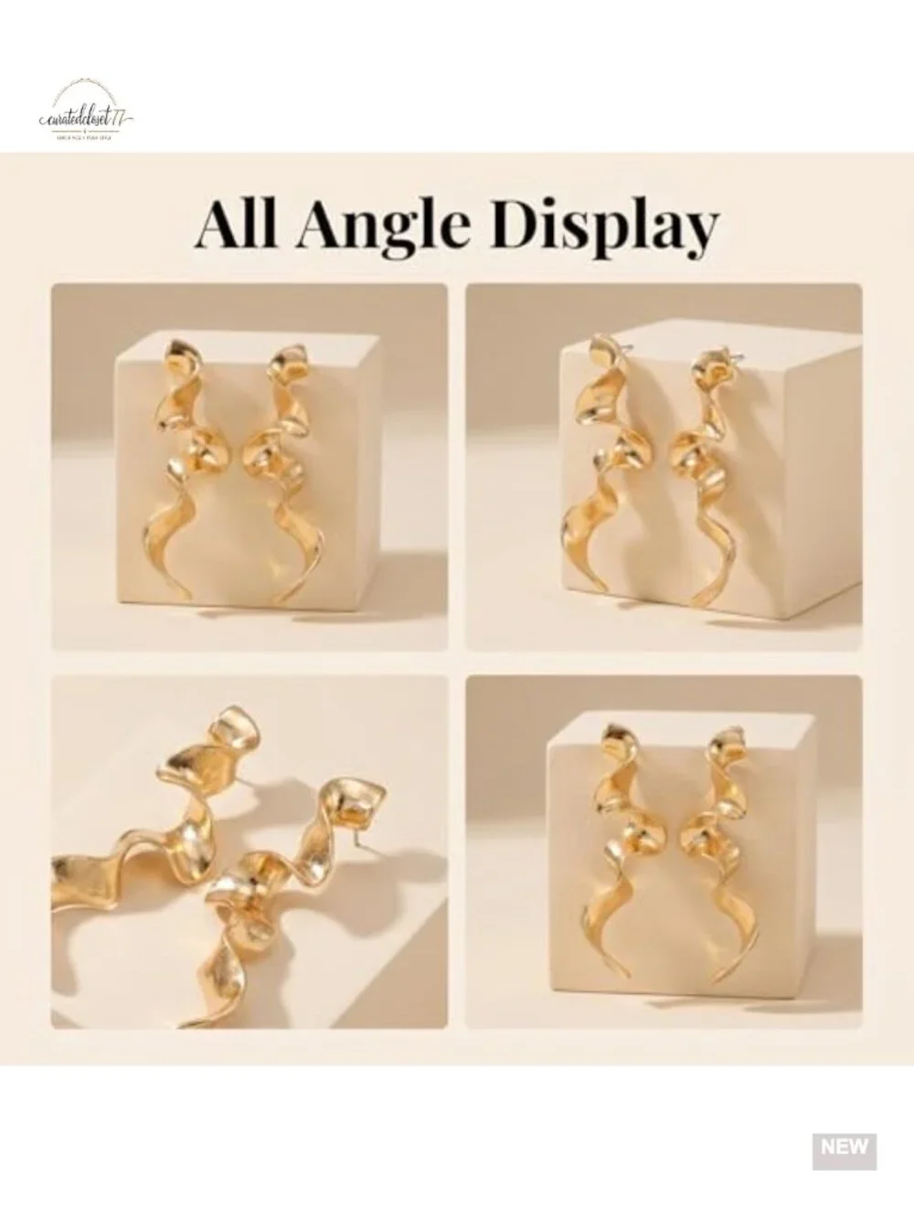 Gold Irregular Geometric Drop Earrings, Hypoallergenic Dangle Earrings for